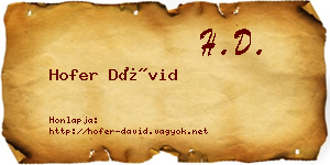 Hofer Dávid névjegykártya