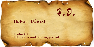 Hofer Dávid névjegykártya